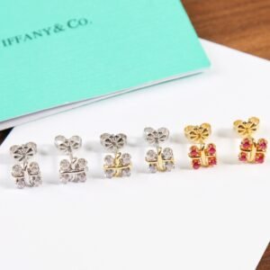 TIFFANY&Co. split color cross stud earrings