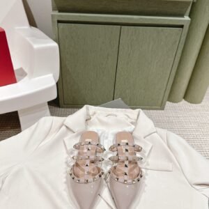 Valentino ROCKSTUD Lacquer Rivet Ballet Flat Shoes