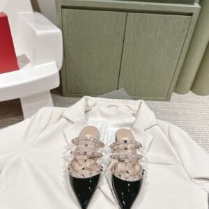 Valentino ROCKSTUD Lacquer Rivet Ballet Flat Shoes