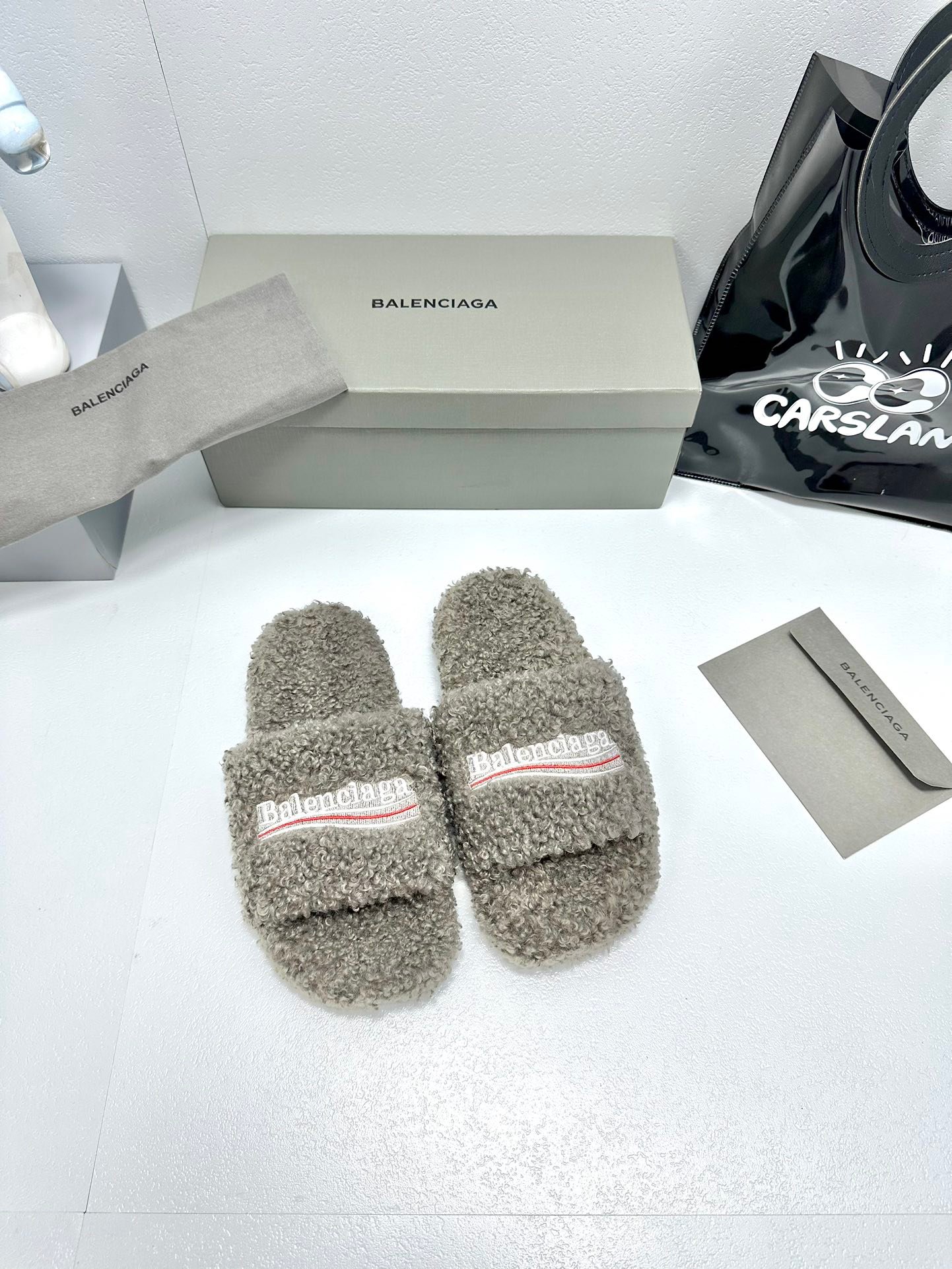 Balenciaga Political Campaign logo embroidered slippers