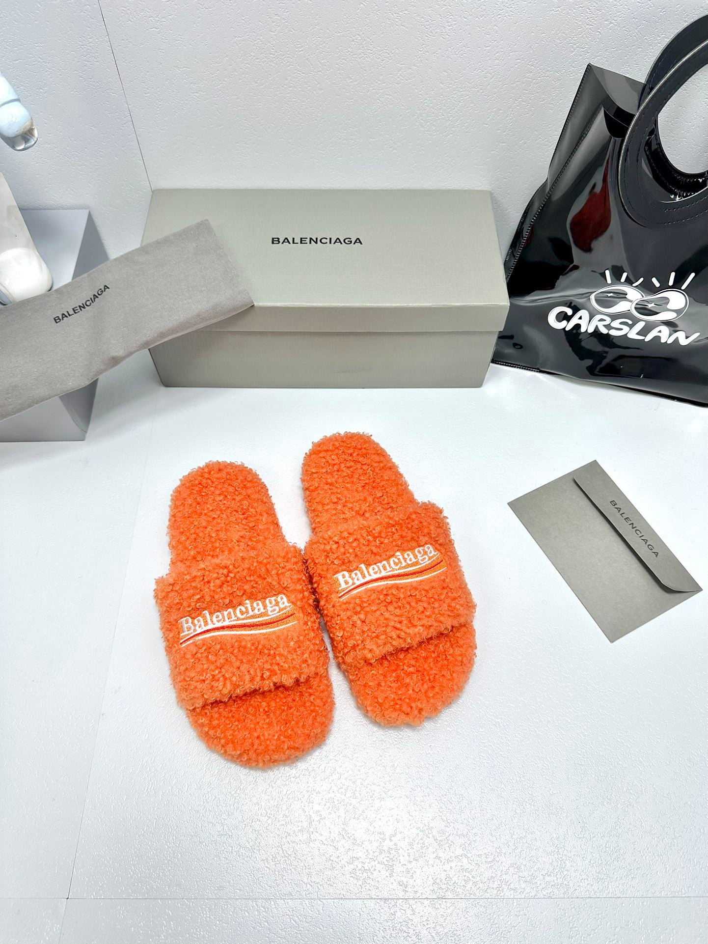 Balenciaga Political Campaign logo embroidered slippers