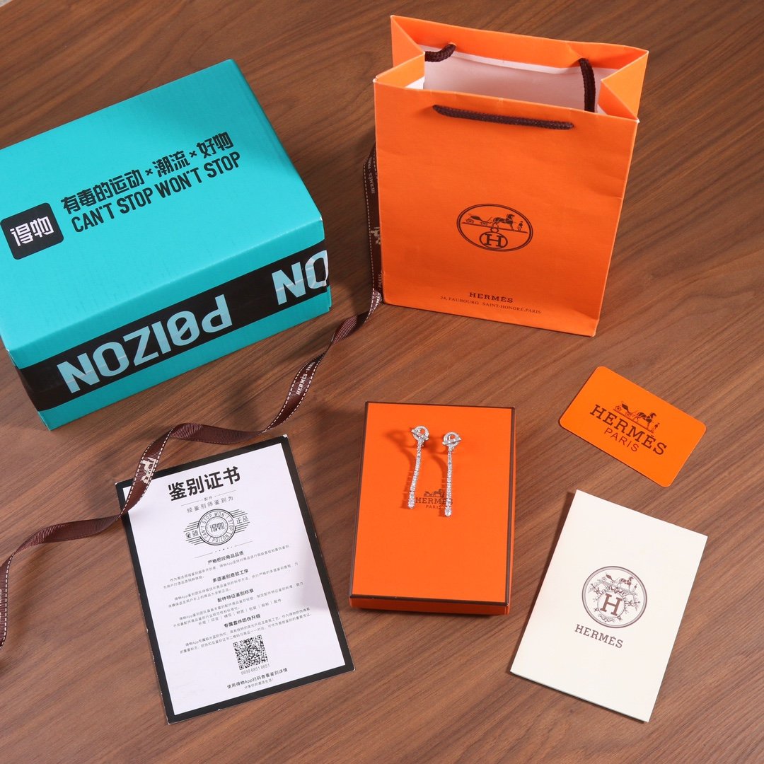 HERMES Full Diamond OT Earrings - Image 2