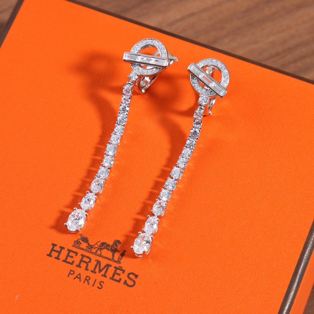 HERMES Full Diamond OT Earrings - Image 3