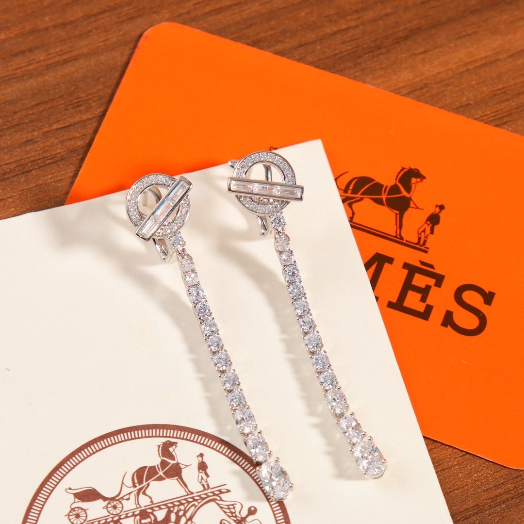 HERMES Full Diamond OT Earrings - Image 6