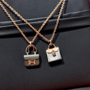 HERMES Black Bag Necklace