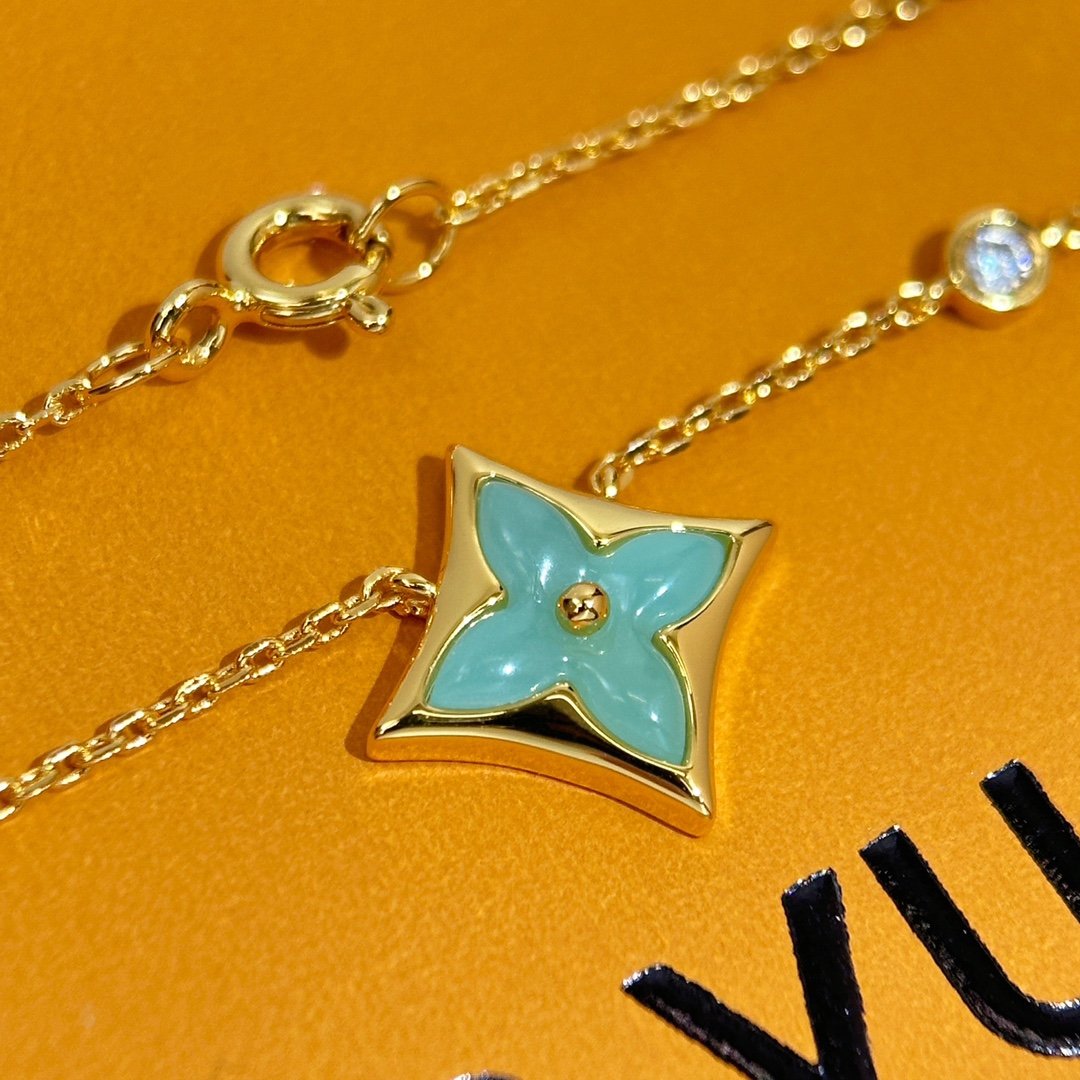 LV Diamond Old Flower Tianhe Stone Bracelet Necklace - Image 7