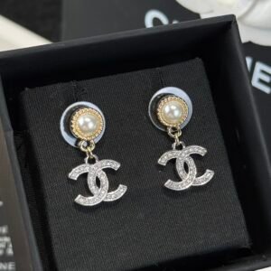 Chanel C1 Double C Pearl Earnail Earrings