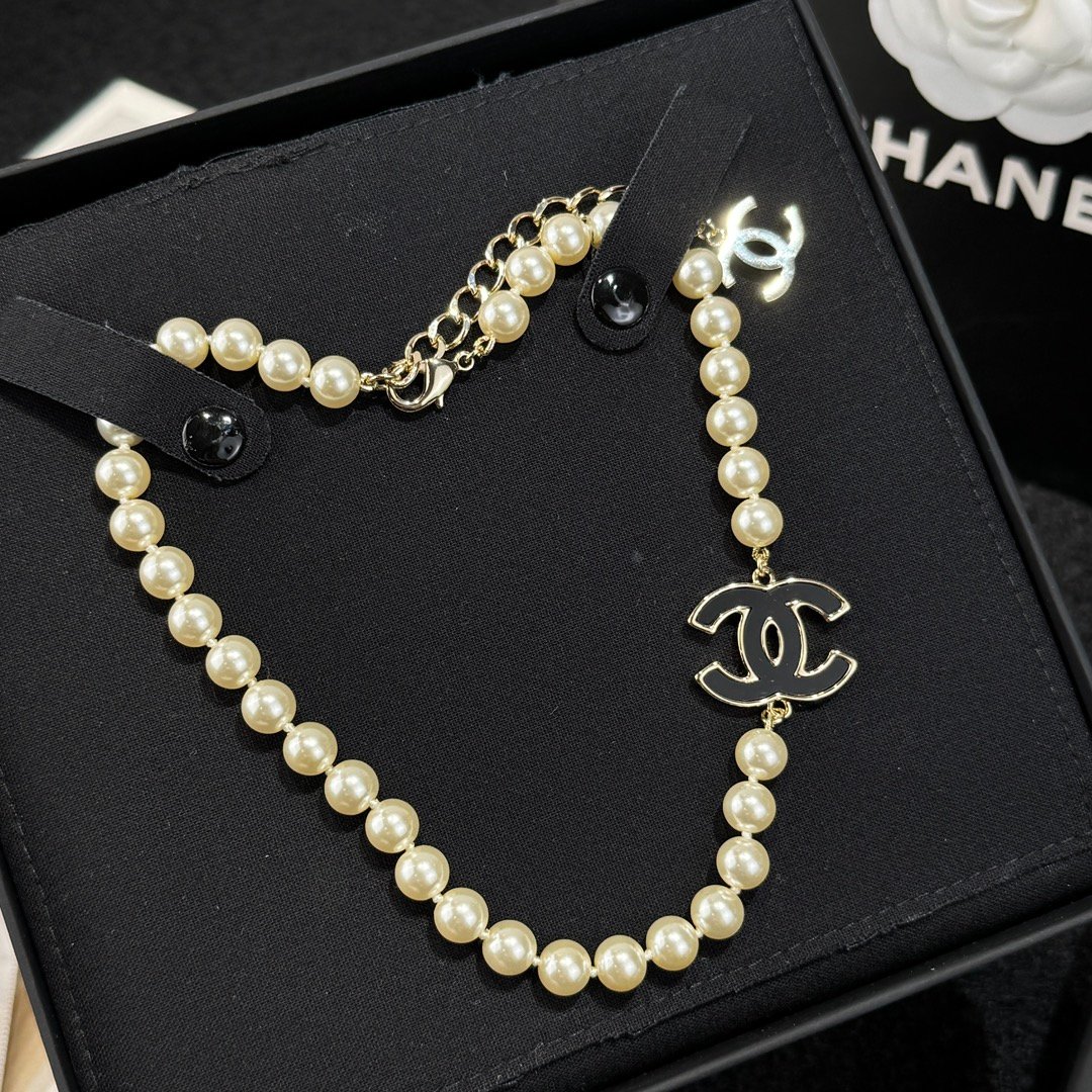 Chanel Double C Pearl Necklace