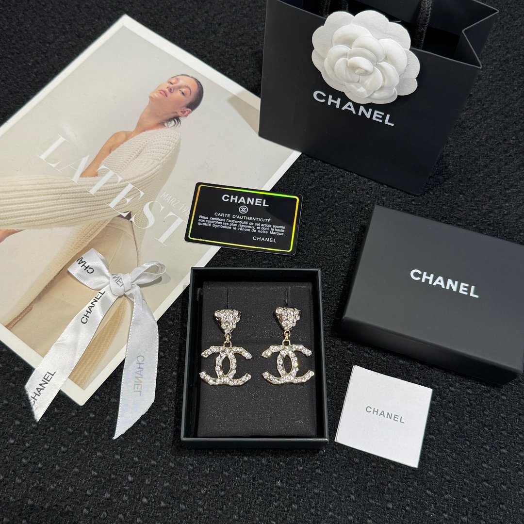 Chanel C2 Double C Full Diamond Earnail Earrings - Image 2