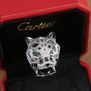 Cartier Jungle Series Hollow out Full Diamond Tiger Head Ring
