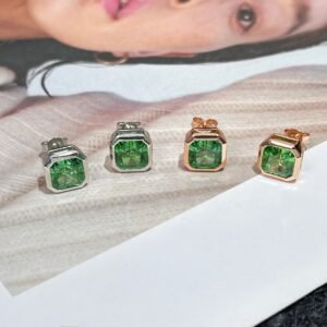 Tiffany&CO Square Green Diamond Earrings