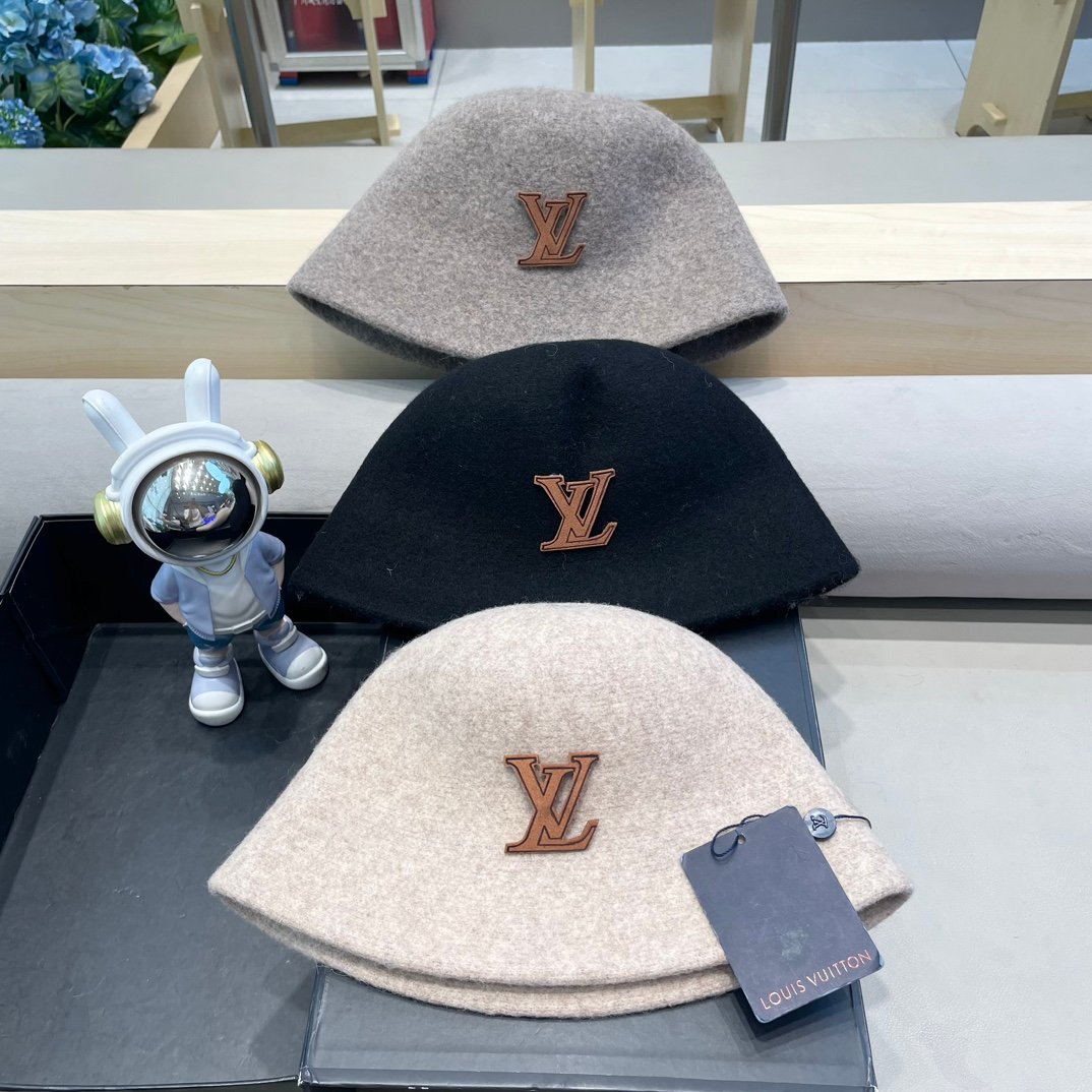 LV double sided wool artistic bucket cap - Image 5