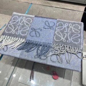 LOEWE two tone checkerboard patterned long scarf