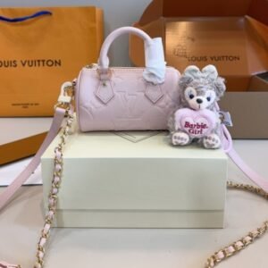 Genuine leather pink Boston bag