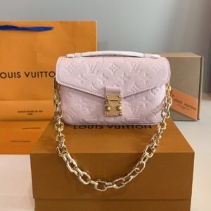Louis Vuitton new summer women's bag cherry blossom powder embossed cowhide buckle Metis handbag M47045
