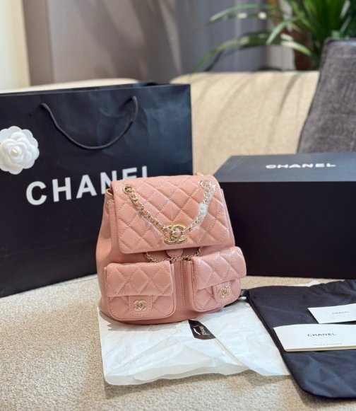 CHANEL Chanel Duma Double Pocket Diamond Grid Little Frog Backpack Shoulder Bag - Image 3