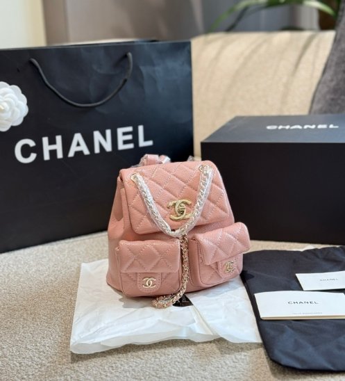 CHANEL Chanel Duma Double Pocket Diamond Grid Little Frog Backpack Shoulder Bag - Image 4