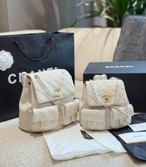 CHANEL Chanel Duma Double Pocket Diamond Grid Little Frog Backpack Shoulder Bag - Image 6
