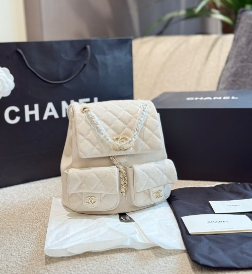 CHANEL Chanel Duma Double Pocket Diamond Grid Little Frog Backpack Shoulder Bag - Image 7