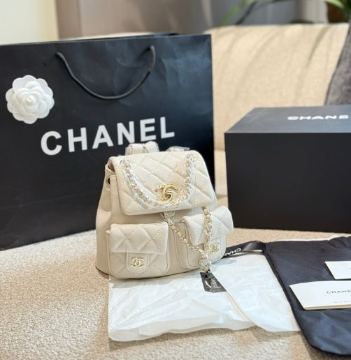 CHANEL Chanel Duma Double Pocket Diamond Grid Little Frog Backpack Shoulder Bag - Image 8