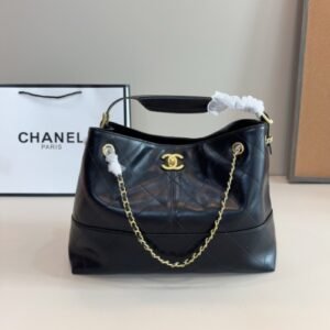 Chanel 25 Handmade Workshop Black Gold Handheld Chain Shoulder Bag Small Handheld Bag Women's Bag