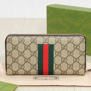 GUCCI Gucci GG SUPREME Men's and Women's Long Wallet Card Clip Classic Red and Green Stripes