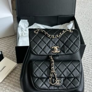 Chanel DUMA black calf leather small backpack