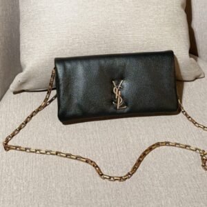 Saint Laurent women's chain wallet in black, comfortable and fashionable