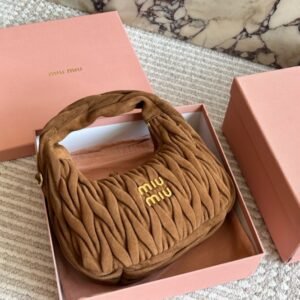 MiuMiu Wander Matelass é suede sheepskin large handbag