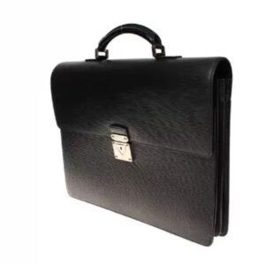 Louis Vuitton black EPI leather men's handheld briefcase, men's bag, pure color