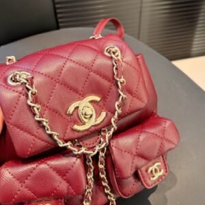 Chanel duma gold buckle diamond pattern leather chain double shoulder bag small pink 2024