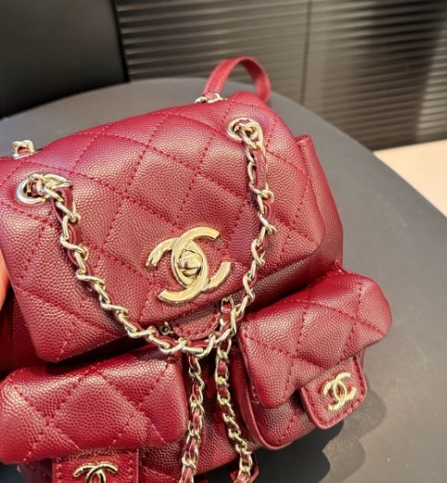 Chanel duma gold buckle diamond pattern leather chain double shoulder bag small pink 2024