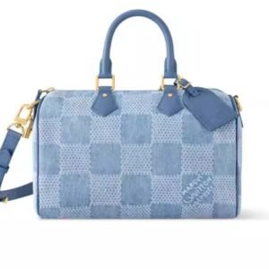 Louis Vuitton Speedy 30 Men's Denim Blue Canvas Handbag
